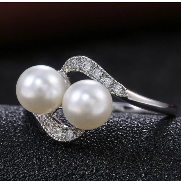 White Pearl 925 Silver Rings Jewelry Wedding Party - Picture 2 of 7